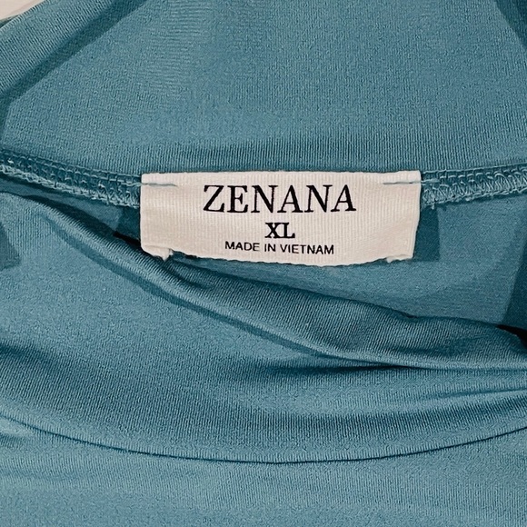 Zenana Mock Neck A-line Hem Top ITY Blue Size XL - Picture 8 of 10